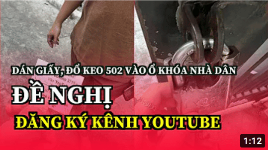 Đà Nẵng: Đổ keo vào ổ khóa để quảng cáo kênh Youtube